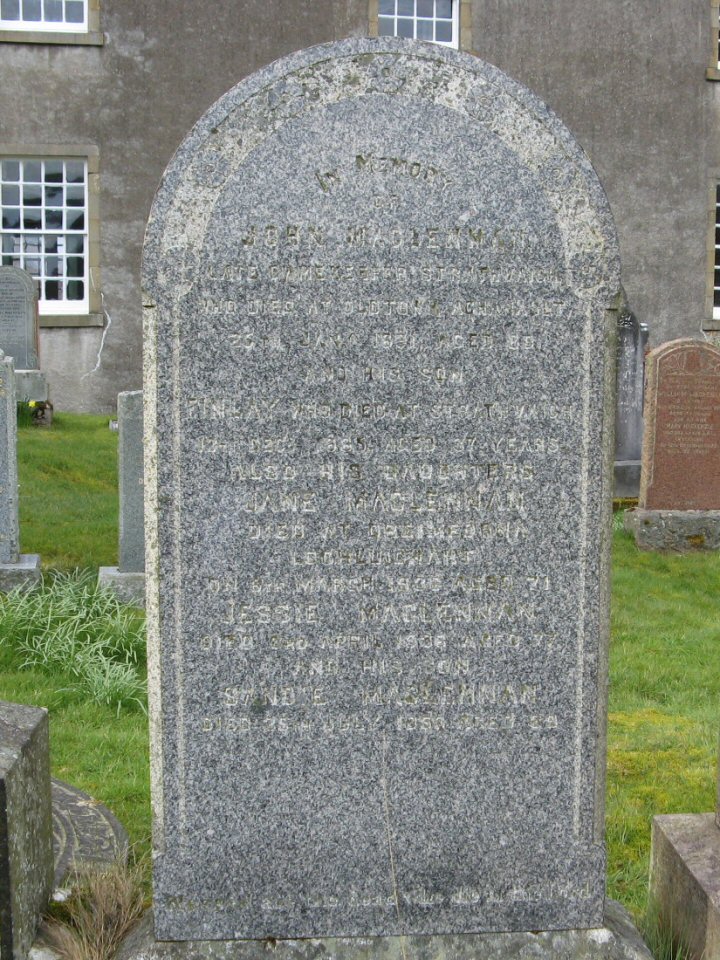 Photo of headstones/John MacLennan d1891 hdstn Lochbroom chyd